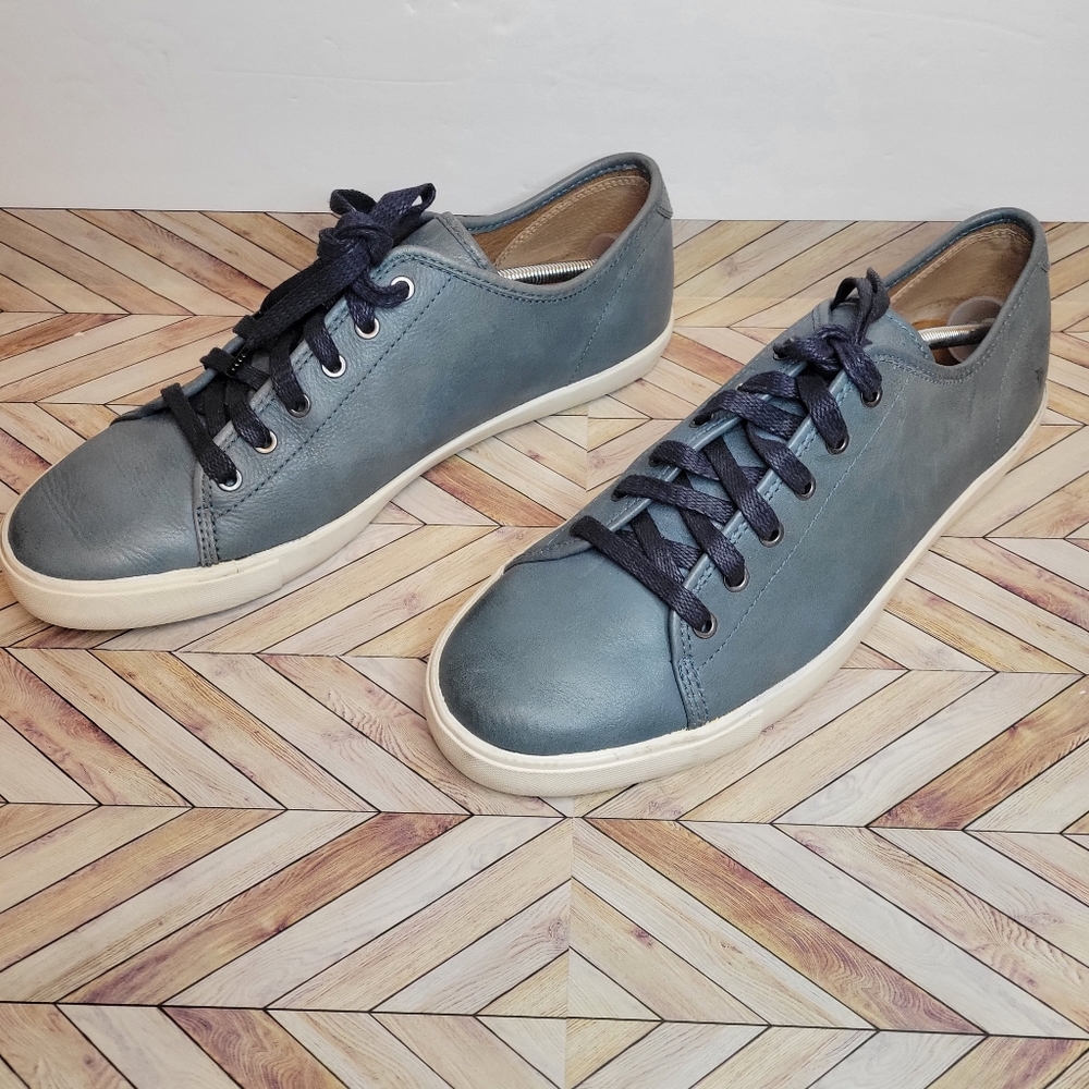 Frye Brett Men's 13 Light Blue Leather Low Top Lace Up Lifestyle Sneakers Shoes